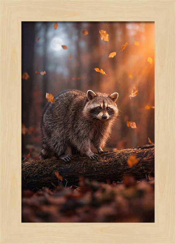 Moonlit Raccoon In Autumn