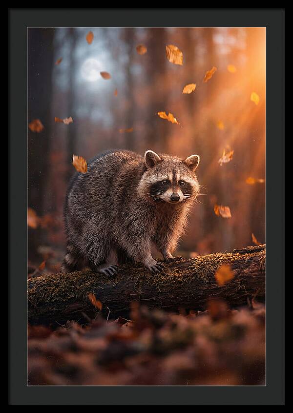 Moonlit Raccoon In Autumn