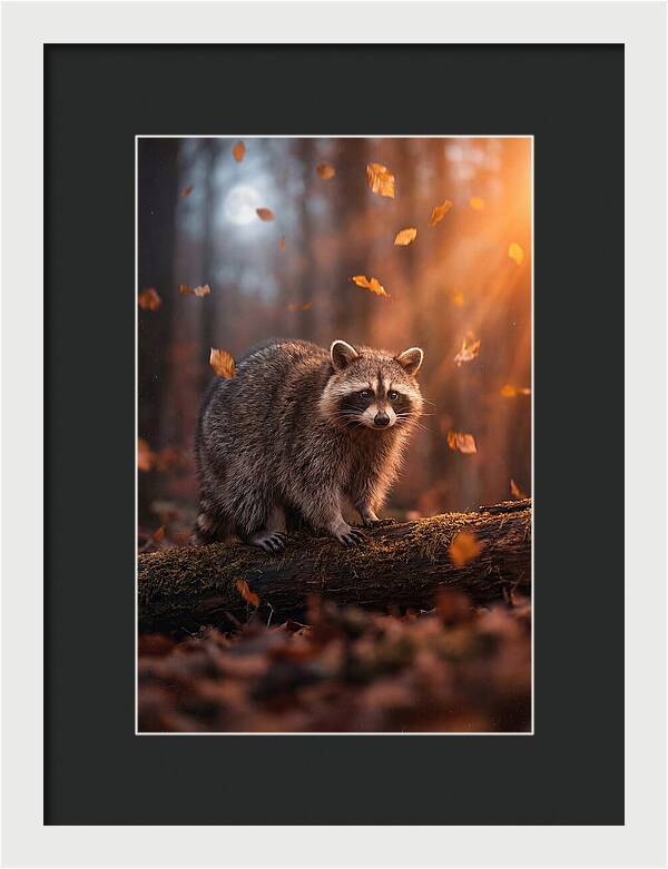 Moonlit Raccoon In Autumn