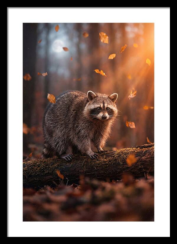 Moonlit Raccoon In Autumn