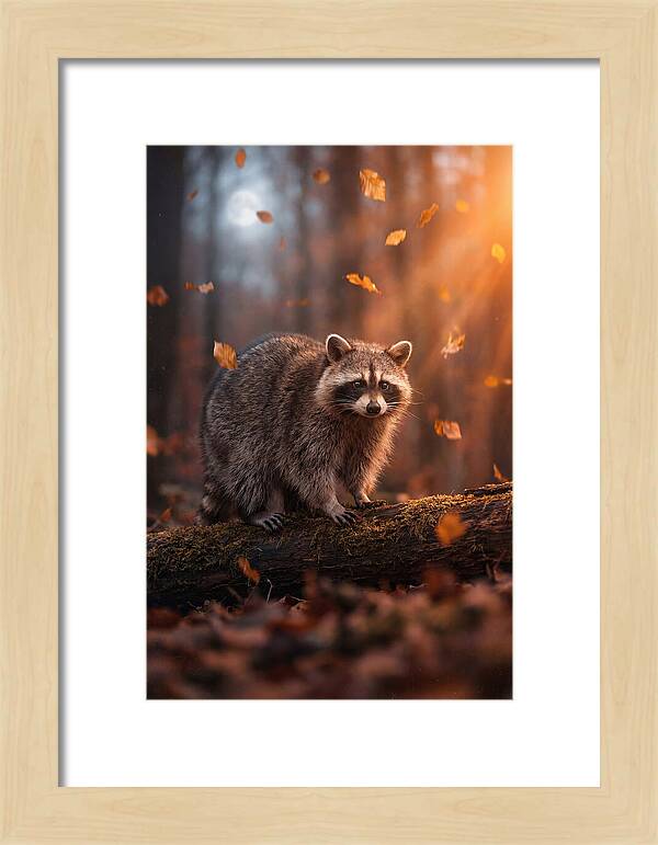 Moonlit Raccoon In Autumn