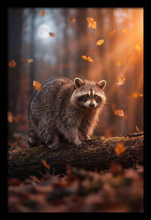 Moonlit Raccoon In Autumn