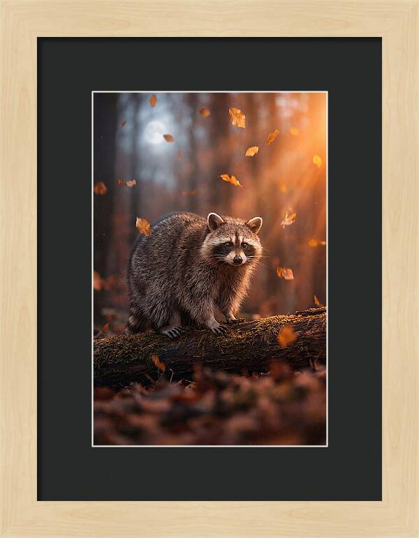 Moonlit Raccoon In Autumn