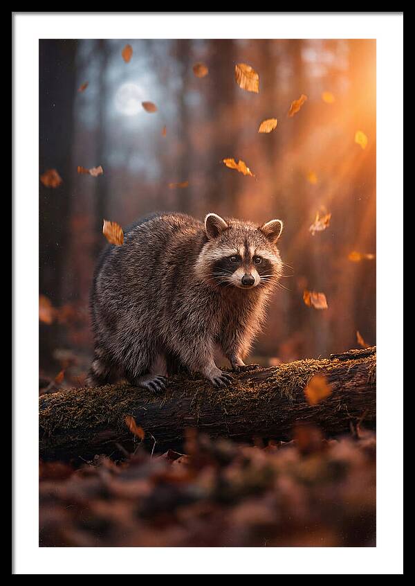 Moonlit Raccoon In Autumn