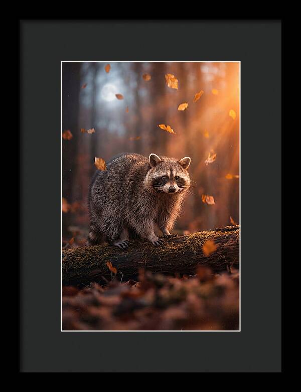 Moonlit Raccoon In Autumn