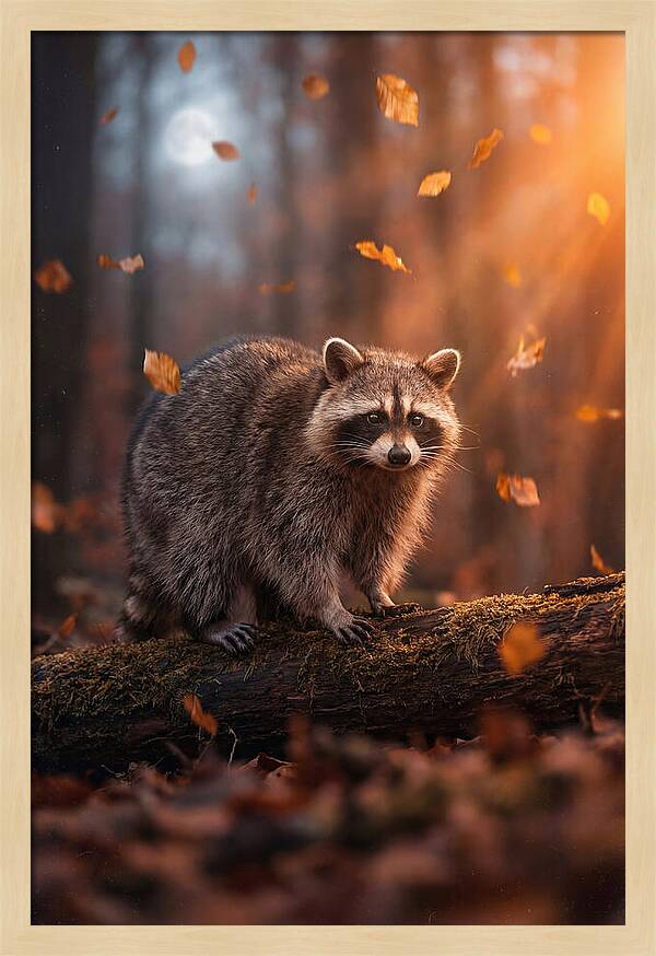 Moonlit Raccoon In Autumn
