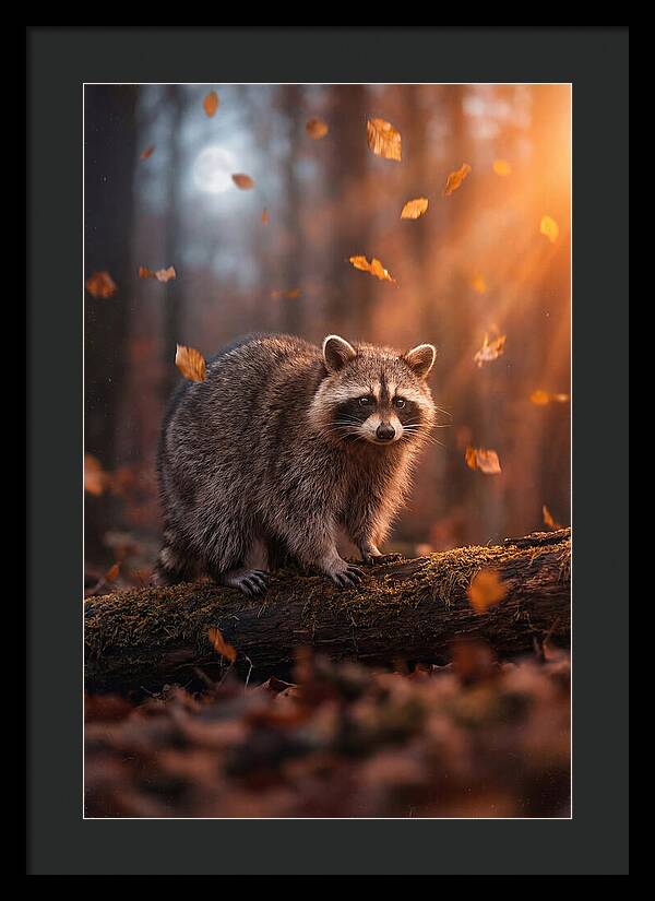 Moonlit Raccoon In Autumn