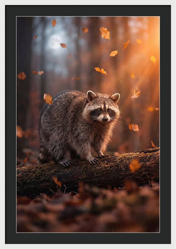 Moonlit Raccoon In Autumn