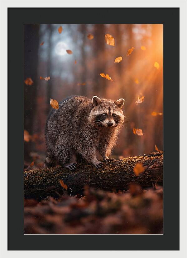 Moonlit Raccoon In Autumn