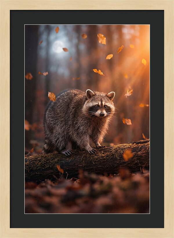 Moonlit Raccoon In Autumn
