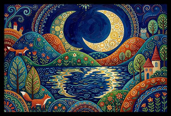 Moonlit Reflection Over Hills