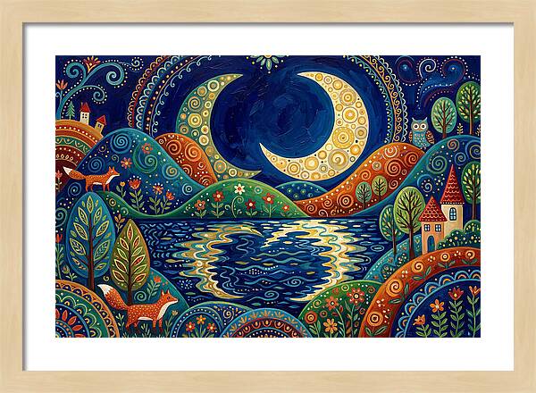 Moonlit Reflection Over Hills