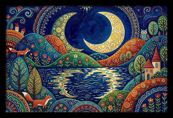 Moonlit Reflection Over Hills