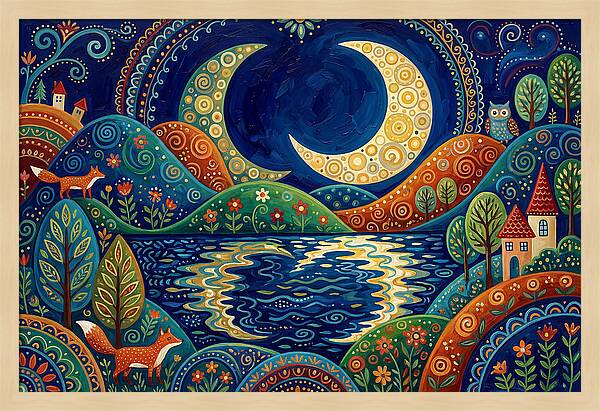 Moonlit Reflection Over Hills