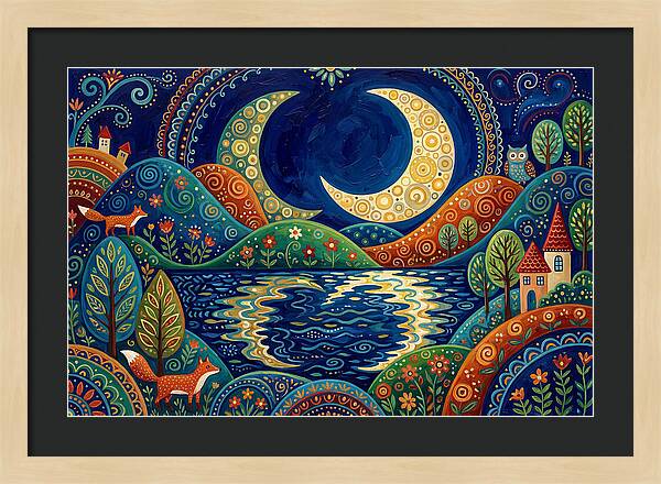 Moonlit Reflection Over Hills