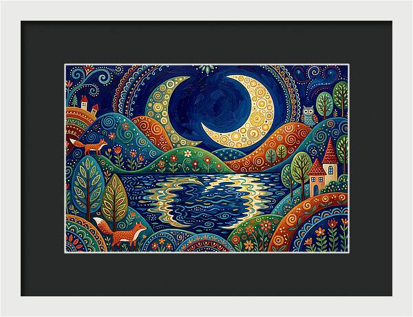 Moonlit Reflection Over Hills