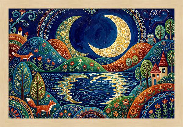 Moonlit Reflection Over Hills