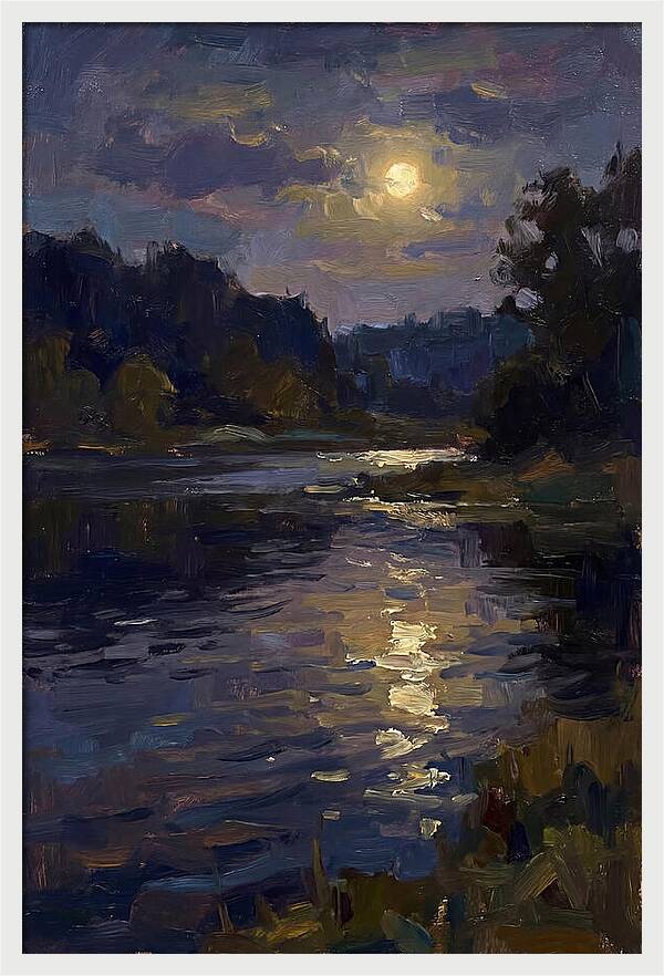 Moonlit Reflection Over Water