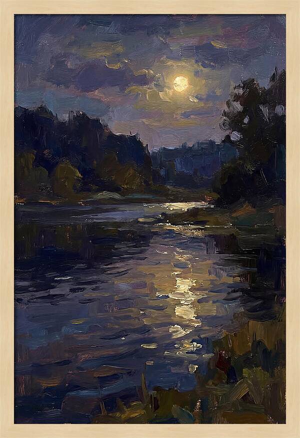 Moonlit Reflection Over Water