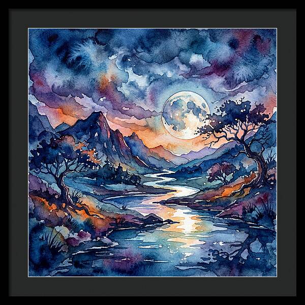 Moonlit River Reflection