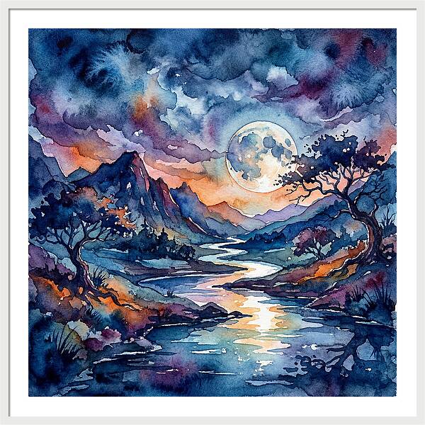 Moonlit River Reflection
