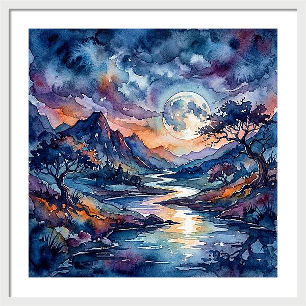 Moonlit River Reflection
