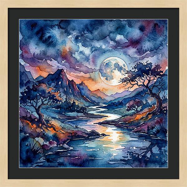 Moonlit River Reflection