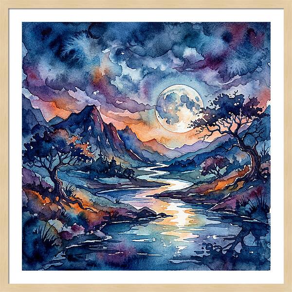 Moonlit River Reflection