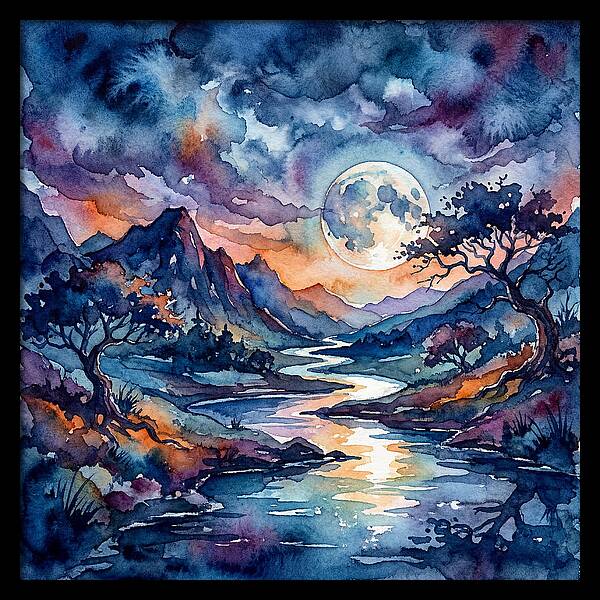 Moonlit River Reflection