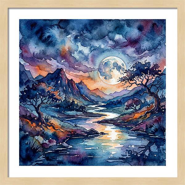 Moonlit River Reflection