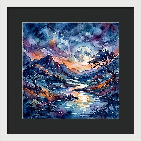 Moonlit River Reflection