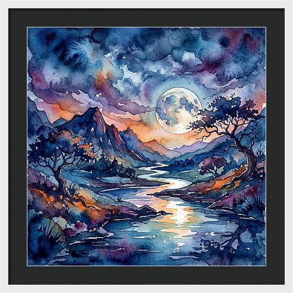 Moonlit River Reflection