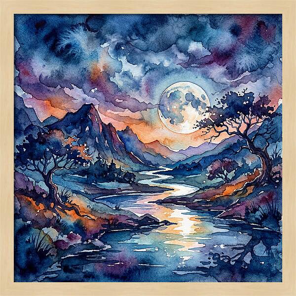 Moonlit River Reflection
