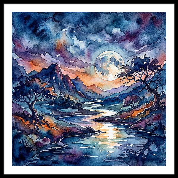 Moonlit River Reflection