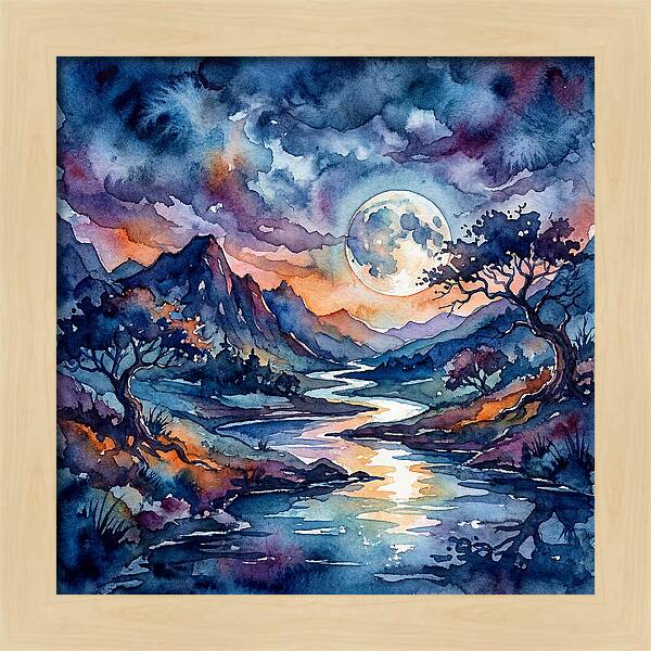 Moonlit River Reflection
