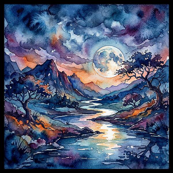 Moonlit River Reflection