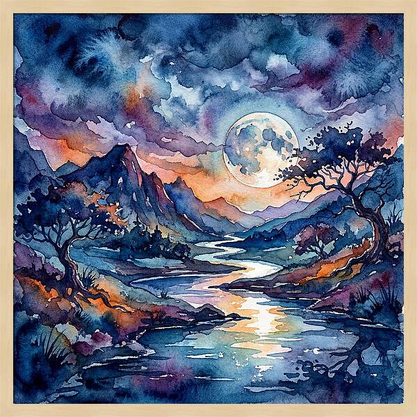 Moonlit River Reflection