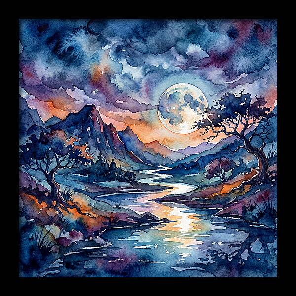 Moonlit River Reflection