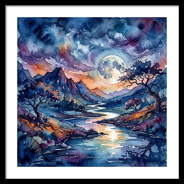 Moonlit River Reflection