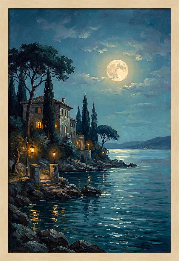 Moonlit Serenity Over The Lake