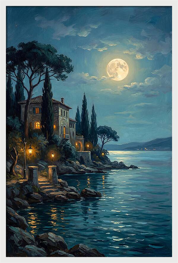 Moonlit Serenity Over The Lake