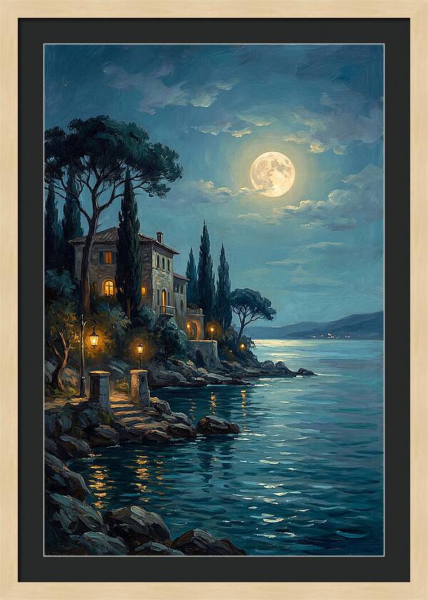 Moonlit Serenity Over The Lake