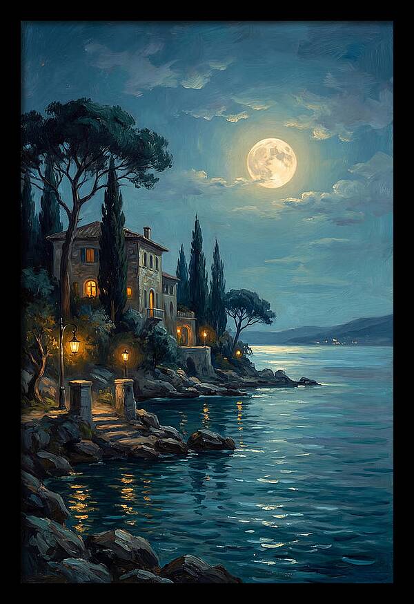 Moonlit Serenity Over The Lake
