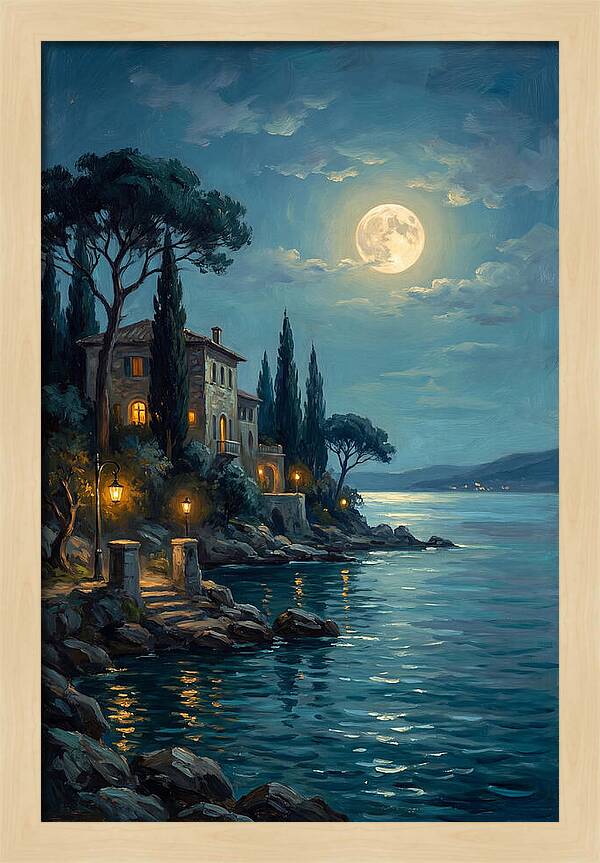 Moonlit Serenity Over The Lake