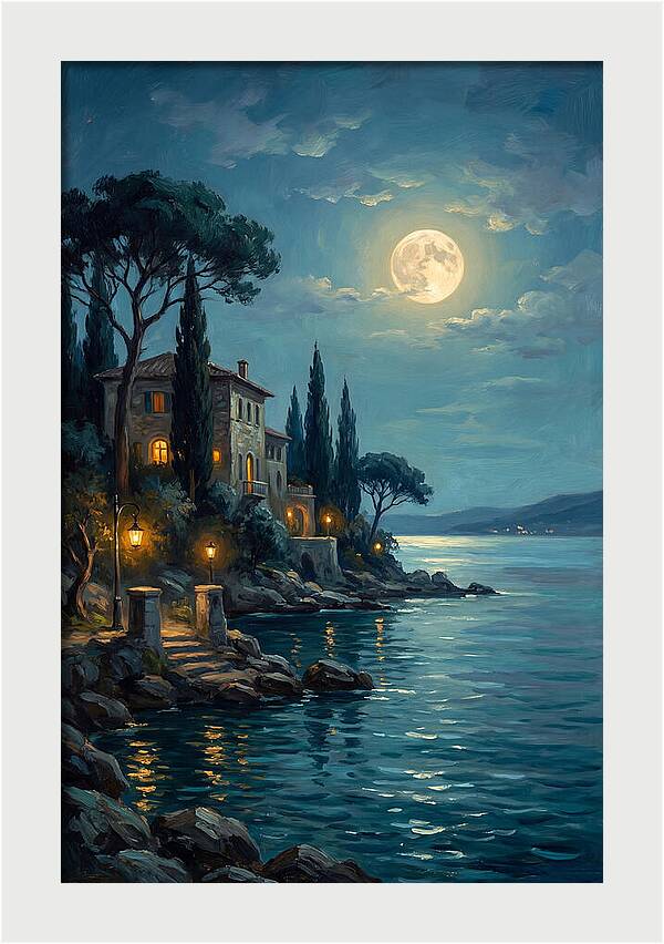 Moonlit Serenity Over The Lake