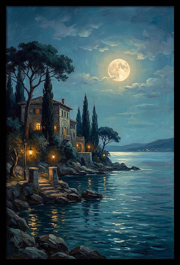 Moonlit Serenity Over The Lake