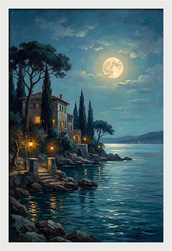 Moonlit Serenity Over The Lake