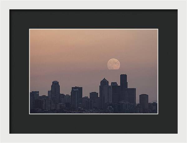 Moonrise Over City Skyline