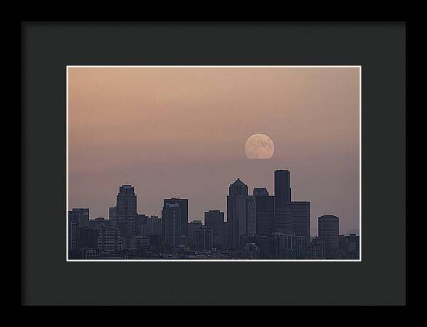 Moonrise Over City Skyline