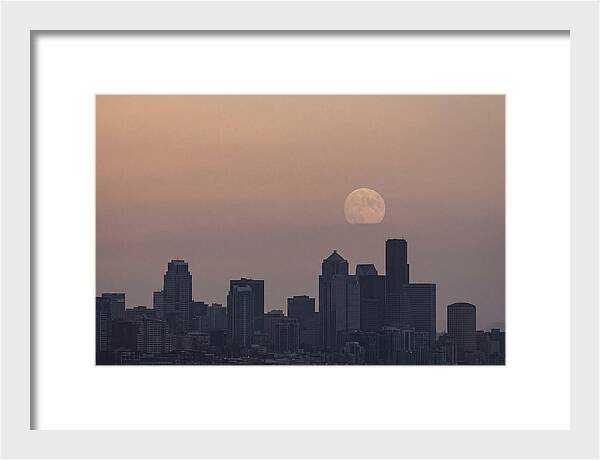 Moonrise Over City Skyline